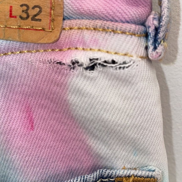 Custom Bleach & Tie Dye with Raw Hem Levi's 505 Size 34/32 - Picture 10 of 10